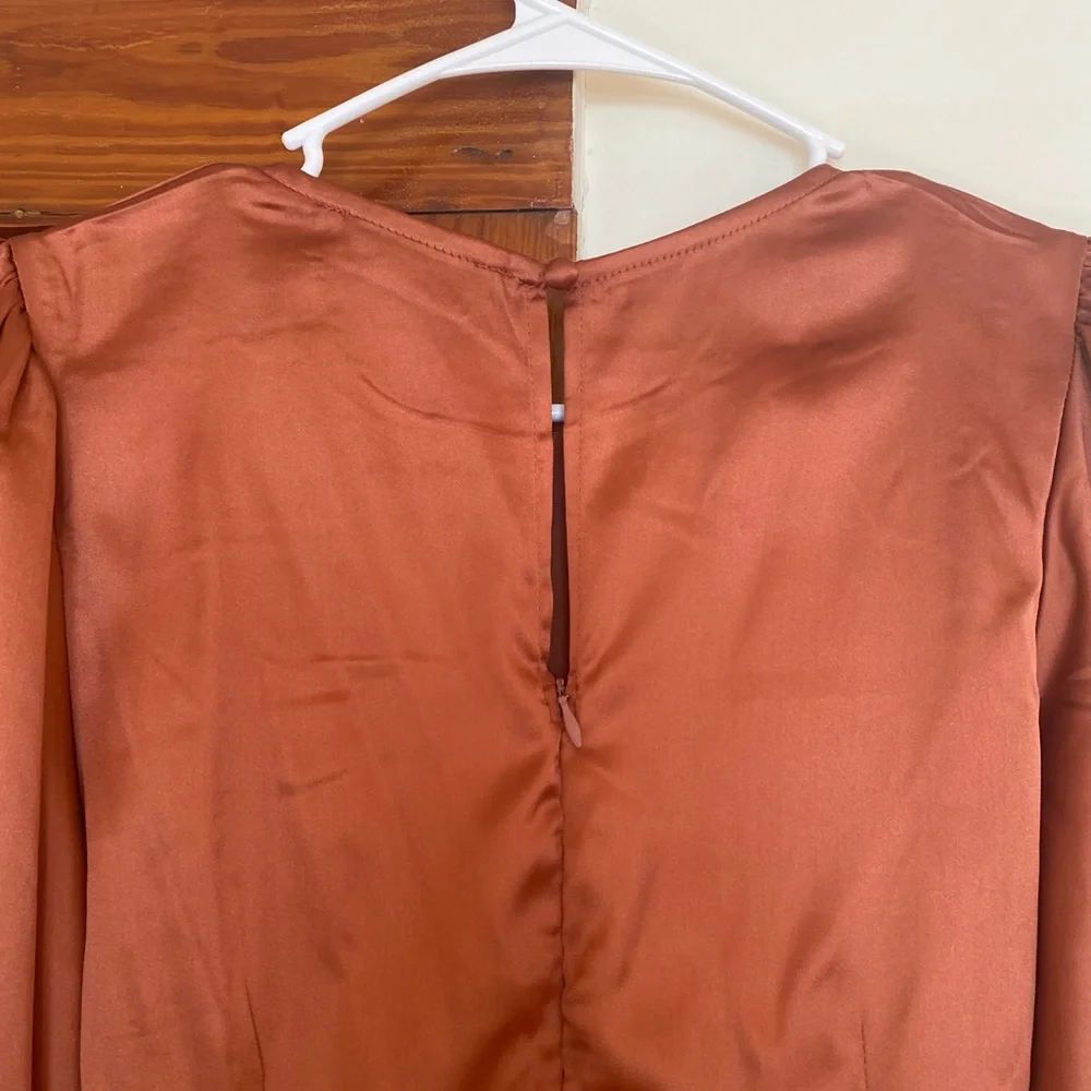 Petal & Pup Red Ruched Sheath Dress with Long Bishop Sleeves - Picture 5 of 5